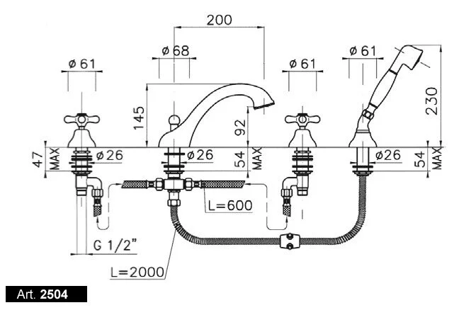 Смеситель для ванны Nicolazzi Nuova Brenta 2504 (детальная фотография), для ванны
