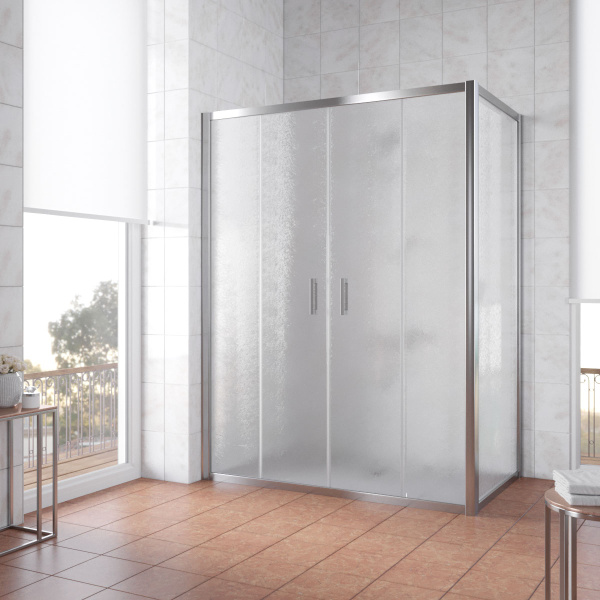 Душевой уголок профиль глянцевый хром стекло шиншилла Vegas-glass Z2P+ZPV 180*90 08 02 (детальная фотография)