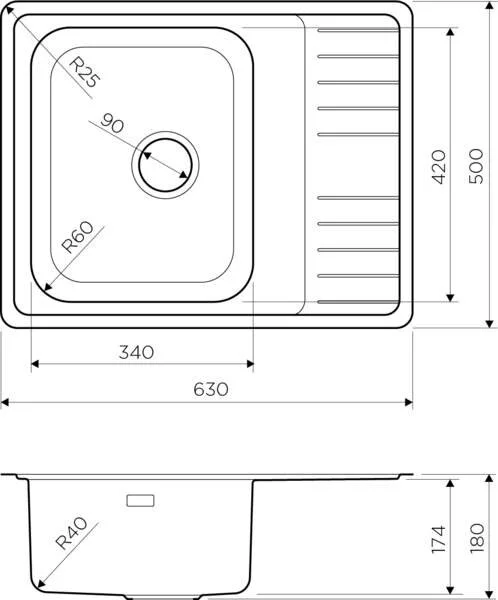 Мойка для кухни Omoikiri Sagami 63-IN 63 см нержавеющая сталь, универсальная 4993732 (детальная фотография), из нержавеющей стали, стальные, металлические