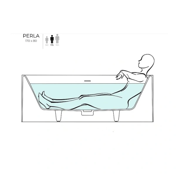 Ванна из искусственного камня Salini Perla 170х80 см отдельностоящая 1049101G (детальная фотография), без гидромассажа, большие