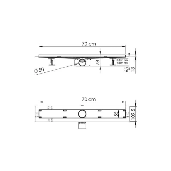 Душевой лоток Vincea Say Almira Jasmin 75 см хром SAY.605.70.P.BUKLE (детальная фотография), стандартные