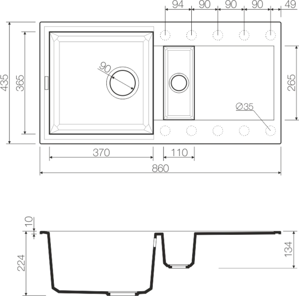 Мойка для кухни Omoikiri Sakaime 86-2-BL 86 см черная 4993117 (детальная фотография), врезные