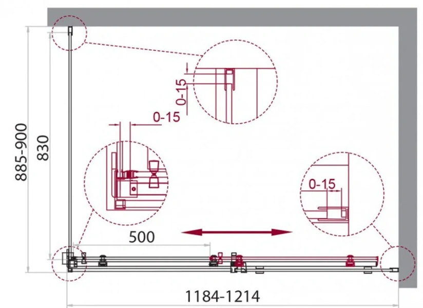 Душевой уголок BelBagno Acqua 120x90 см с профиль хром ACQUA-AH-1-120/90-C-Cr (детальная фотография), прямоугольные