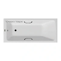 Чугунная ванна Vinsent Veron Kingston VKN1808050H/VH0012BL, 180 x 80 см, ручки черные матовые, цвет белый