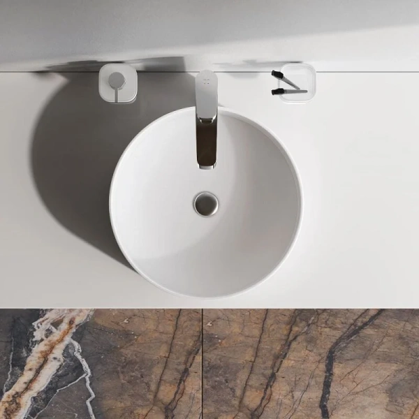 Раковина Am.Pm Func 40 см круглая M8FWCC40400WG (детальная фотография), накладные (на столешницу)