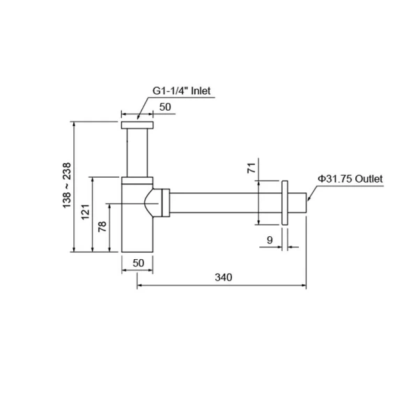 Сифон для раковины Акватек бутылочный хром AQ6012CR (детальная фотография), хром