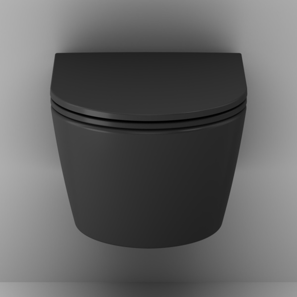Унитаз подвесной Am.Pm Func черный матовый C8F1700MBSC (детальная фотография), с горизонтальным, прямым выпуском, с прямым выпуском