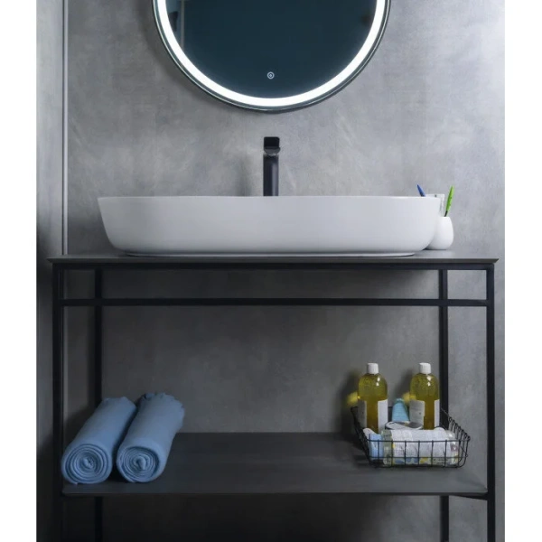 Раковина GID Lago N9348 81 см белая 51200 (детальная фотография), в форме чаши, круглой формы