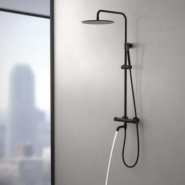 Душевая стойка Timo Saona черная SX-2380/03 (детальная фотография), с термостатом