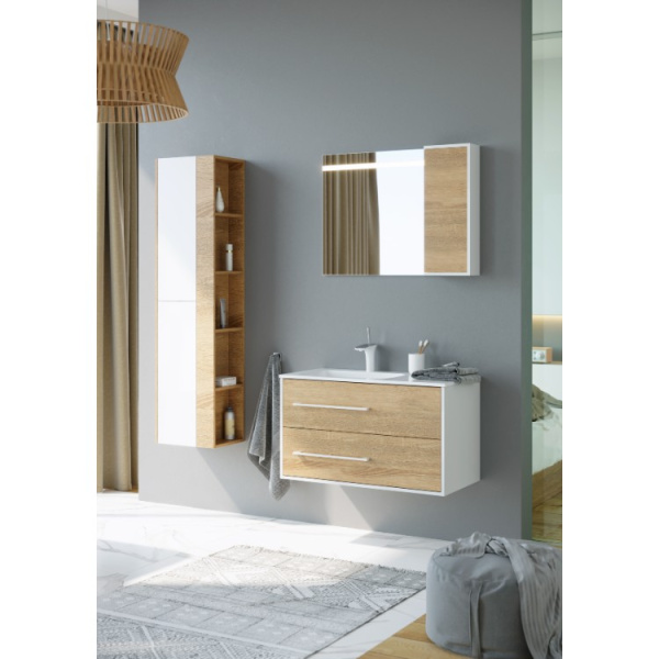 Тумба под раковину подвесная Aqwella Майами 90 см левая Mai.01.09/L (детальная фотография), подвесная, пристенная