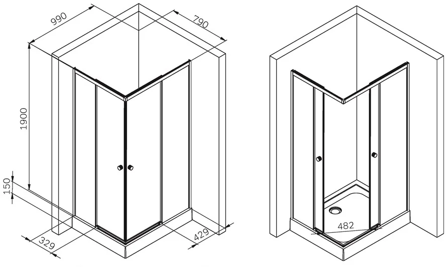 Душевой уголок Am.Pm X-Joy 100x80 см профиль хром матовый W94G-403-100280-MТ1К (детальная фотография) index_1