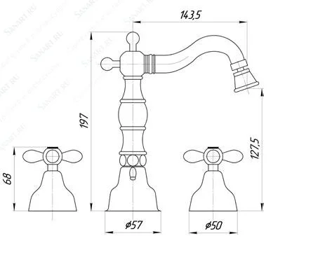 Смеситель для биде Migliore Princeton Plus золото ML.PRP-8025.DO (детальная фотография), для биде