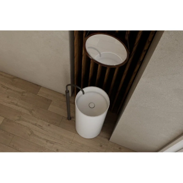 Раковина напольная Abber Stein 40 см белая матовая AS2516-H (детальная фотография), белые