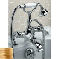 Смеситель для ванны с лейкой и шлангом, 2 отверстия, светлое золото, Devon&Devon White Rose