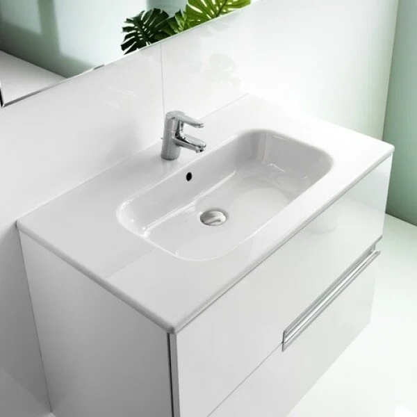 Тумба с раковиной подвесная Roca Victoria Nord Ice Edition ZRU9302731 80 см петли с доводчиками (детальная фотография), современная, hi-tech