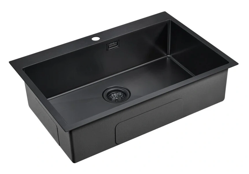 Мойка для кухни Paulmark Saar 75 см вороненая сталь PM807551-GM (детальная фотография), из нержавеющей стали, стальные, металлические