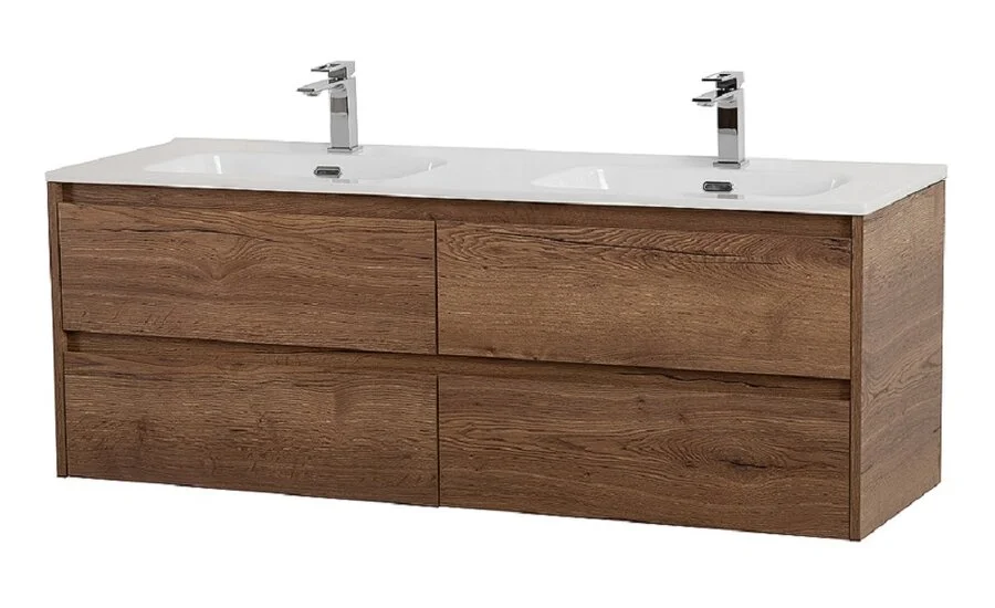 Тумба под раковину подвесная BelBagno Kraft 120 см Rovere Tabacco KRAFT-1200-4C-SO-2-RT (детальная фотография), современная, hi-tech