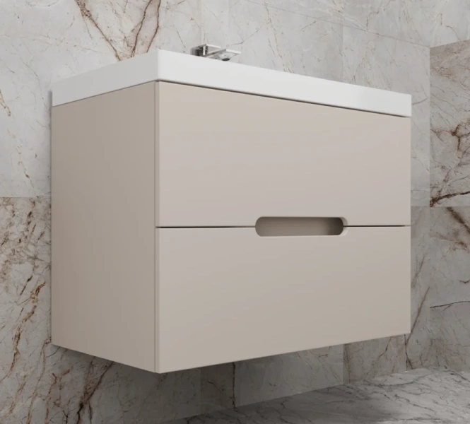 Тумба с раковиной подвесная Style Line Матис ЛС-00002 80 см с ящиками (детальная фотография), моноблок