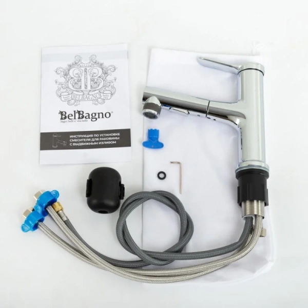 Смеситель для раковины BelBagno хром BB-LVMD-CRM-W0 (детальная фотография), однорычажные, двухрычажные