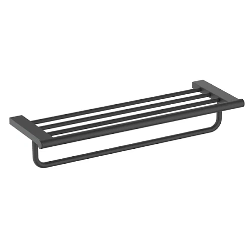 Полочка для ванной Timo Luiro с полотенцедержателем черная - фото 3