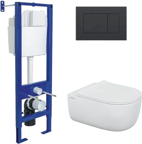 Унитаз с инсталляцией Berges Ego XL клавиша черная Soft Touch - фото 1