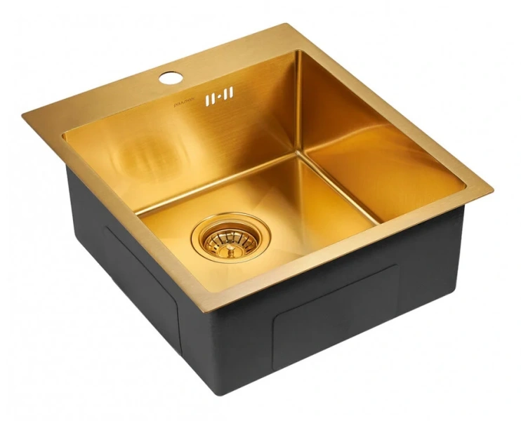 Мойка для кухни Paulmark Favor 45 см брашированное золото PM214551-BG (детальная фотография), из нержавеющей стали, стальные, металлические