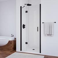 Душевая дверь профиль черный глянцевый стекло шиншилла Vegas-glass