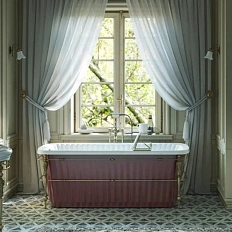 Ванна из искусственного камня Migliore Olivia Console 174х80 см красная, консоль бронза