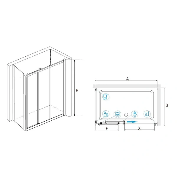Душевая дверь в нишу RGW Classic CL-111 110 см профиль хром, стекло прозрачное 410911111-11 (детальная фотография), 110 см