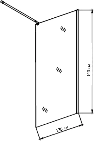 Неподвижная стенка Grossman 120х140 см алюминиевый профиль GR-103 (детальная фотография), 120 см