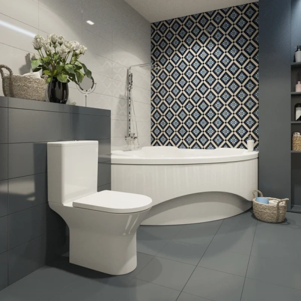 Унитаз компакт Lavinia Boho Elegant безободковый 3308002R (детальная фотография), с вертикальным выпуском в пол, с горизонтальным, прямым выпуском, с прямым выпуском