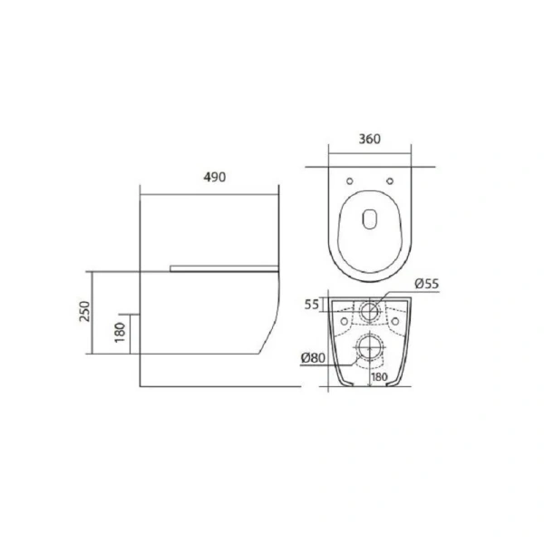 Унитаз подвесной Акватек Европа безободковый AQ1106T-00 (детальная фотография), подвесные, встраиваемые