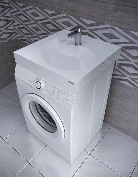 Раковина над стиральной машиной Paulmark Winken 60 см белая PM740431 (детальная фотография), подвесные, над стиральной машиной, пристенные