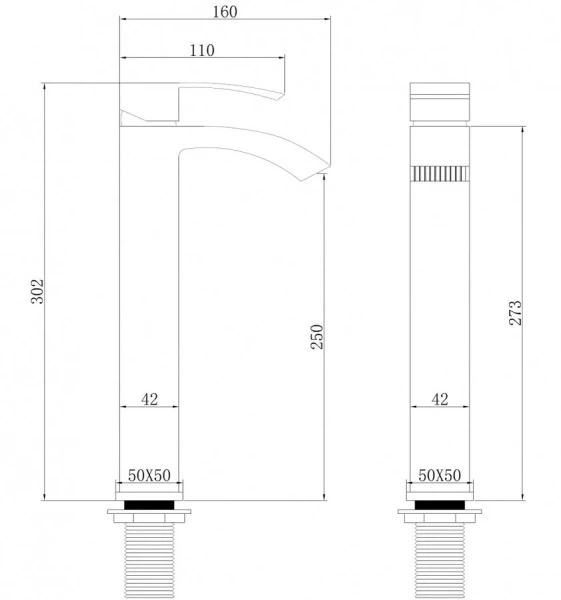 Смеситель для раковины Abber Wasserfall черный матовый AF8611B (детальная фотография), для раковины