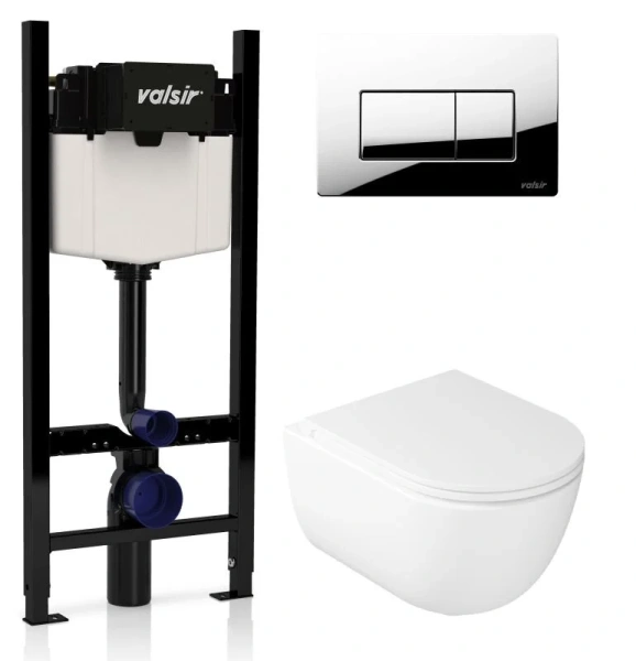 Унитаз с инсталляцией Valsir Dream с клавишей хром KIT VSCR 7334 Std P1 (детальная фотография)