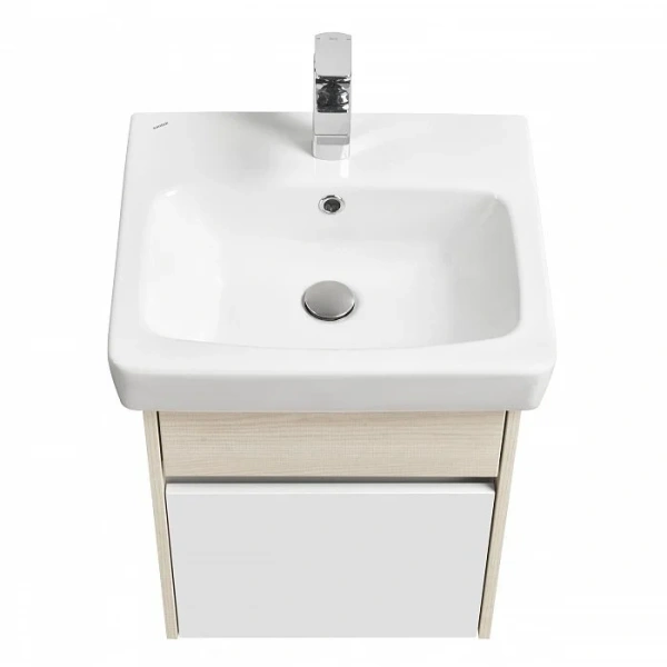 Тумба с раковиной подвесная Акватон Верди 1A195901VDAV0 50 см с двумя выдвижными ящиками (детальная фотография), подвесная, пристенная