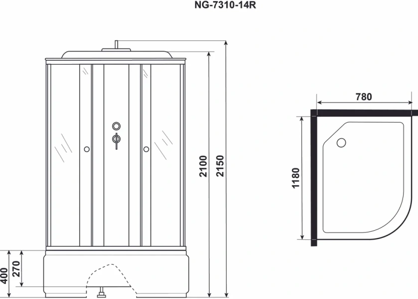 Душевая кабина Niagara Eco 120х80 см правая 7310R (детальная фотография), 120х80