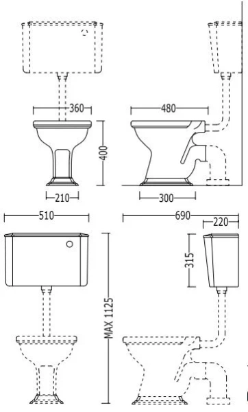 Унитаз под бачок Devon&Devon Oxford IBWCOXF (детальная фотография), компакт