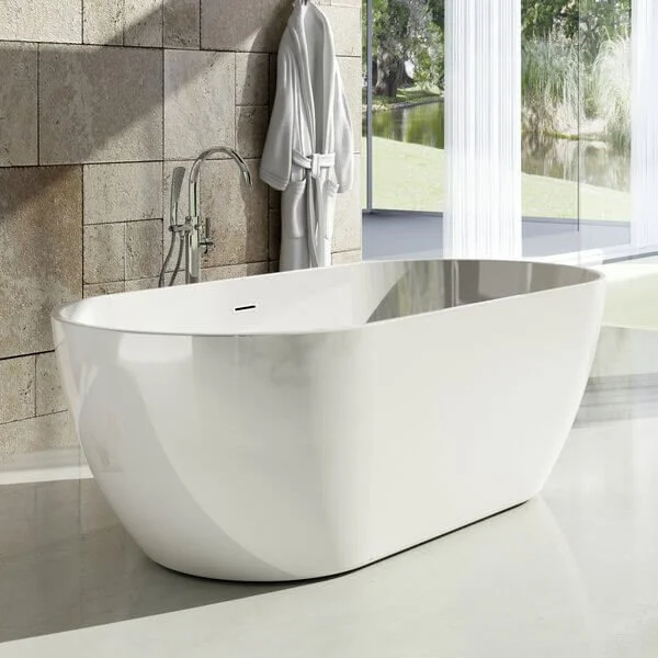 Ванна акриловая Ravak Freedom O XC00100044, 169 x 80 см, отдельностоящая, белая, слив-перелив белый (детальная фотография), современныe, hi-tech
