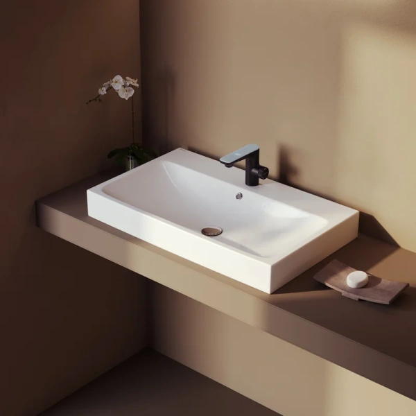 Раковина BERGES Strati 80 см белая 182007 (детальная фотография), современные, hi-tech