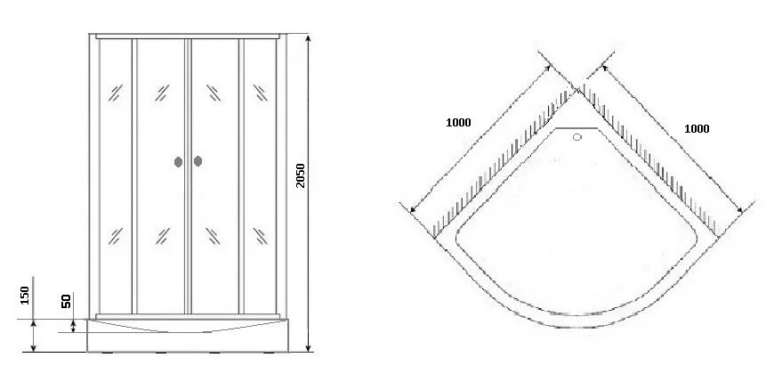 Душевая кабина Grossman Classic 100x100 см белый профиль GR170 (детальная фотография), полукруглые, четверть круга