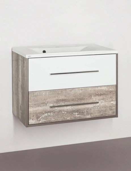 Тумба под раковину подвесная Style Line Экзотик 80 см древесина/белая ЛС-00000402 (детальная фотография), по запросу