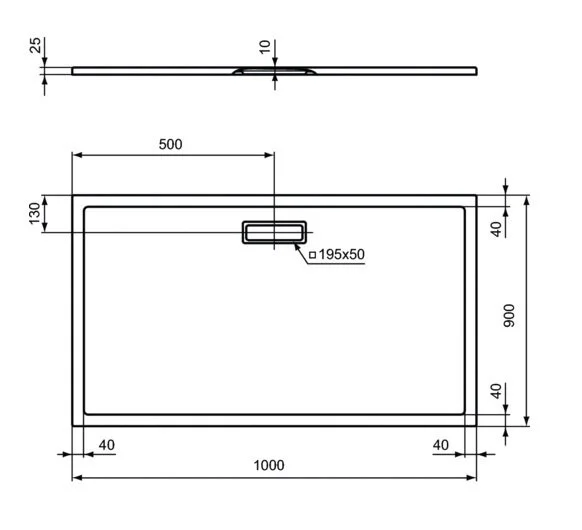 Душевой поддон Ideal Standard Ultraflat New 100x90 см белый T448201 (детальная фотография), низкие до 15 см