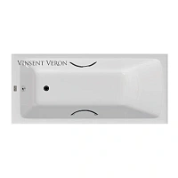 Чугунная ванна Vinsent Veron Kingston VKN1808050H/E60327CH, 180 x 80 см, ручки хром, цвет белый