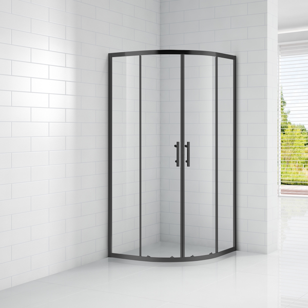 Душевой уголок Cezares Eco 90x90 см стекло прозрачное профиль черный ECO-O-R-2-90-C-NERO (детальная фотография)