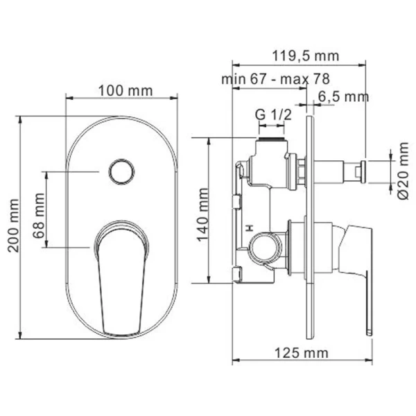 Смеситель для душа WasserKRAFT Dill хром 6161 (детальная фотография), для душа