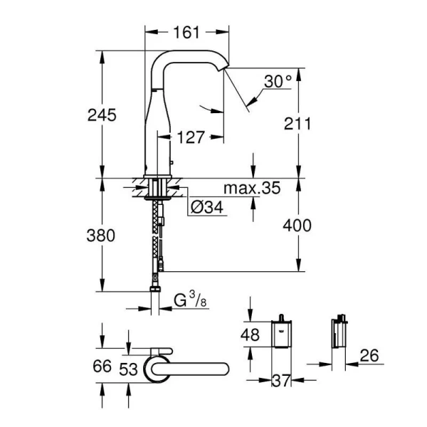Смеситель для раковины сенсорный Grohe Essence New 36445000 (детальная фотография), для раковины