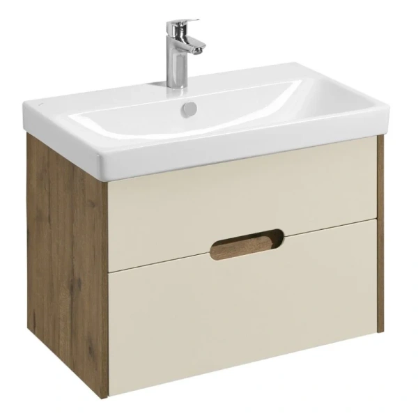 Тумба с раковиной подвесная Акватон Оливия 80 см бежевый/дуб велл 1A2831K0OLVG0 (детальная фотография)