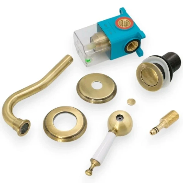 Смеситель для раковины Migliore Oxford бронза 19092 (детальная фотография), однорычажные, двухрычажные