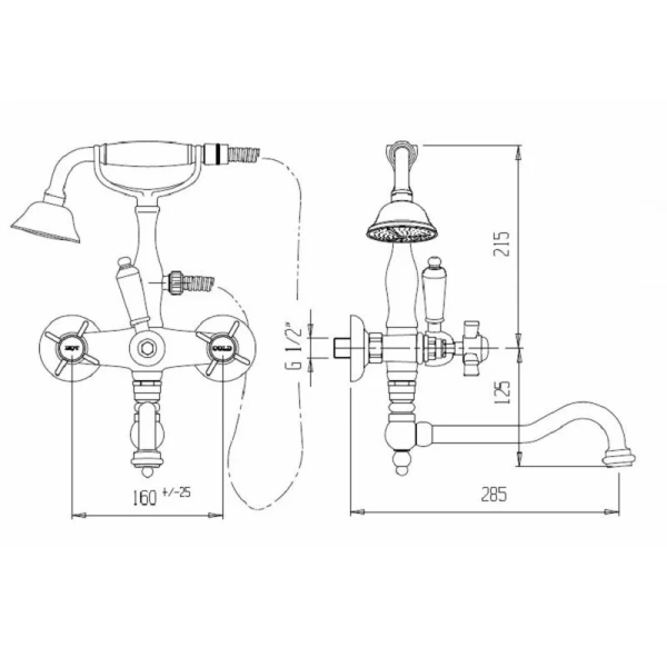 Смеситель для ванны Cezares Diamond золото DIAMOND-VDF-03/24-Sw (детальная фотография), для ванны